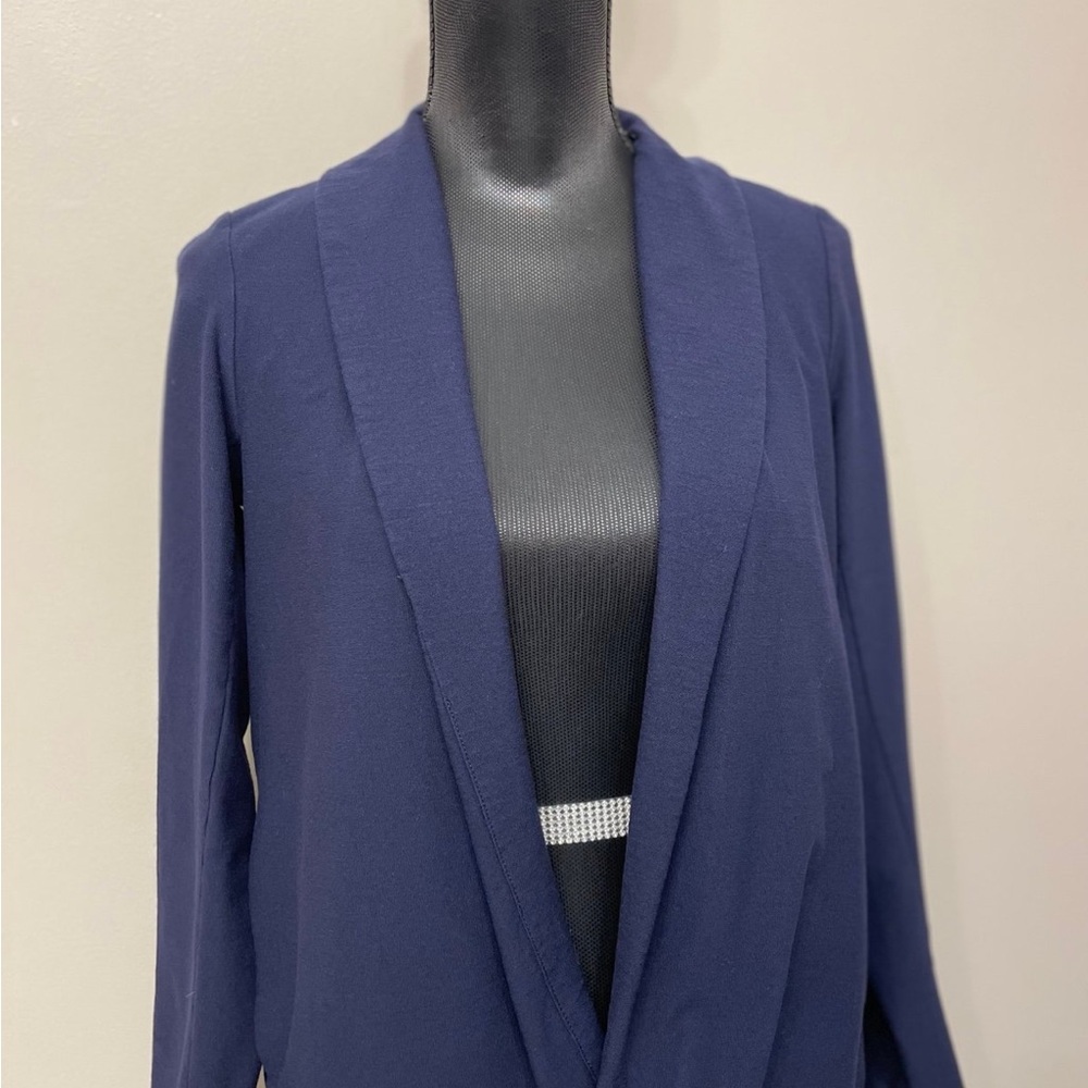 Ellen Fisher women’s open front blue long sleeve blazer size XS